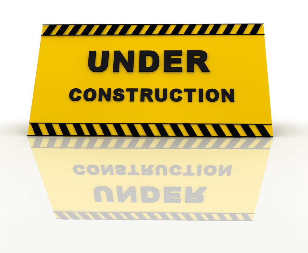3D Under construction sign ? isolated over a white background